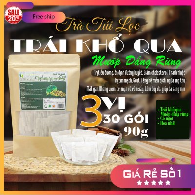 Trà Túi Lọc Trái Ổ Khổ Qua (Mướp Đắng) Rừng 90g (30 gói x 3g) | Dược Liệu Hồng Lan