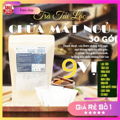 Trà Túi Lọc chữa mất ngủ Lạc Tiên 9 vị 90g [Lạc tiên, tâm sen, vông nem, lá dâu, đinh lăng, bình vôi, thảo quyết minh, cam thảo, cỏ ngọt]
