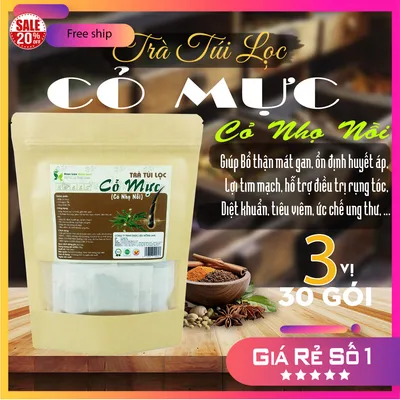 Trà Túi Lọc Cây Cỏ Mực – Nhọ Nồi 90g (30 gói x 3g) Dược Liệu Hồng Lan 