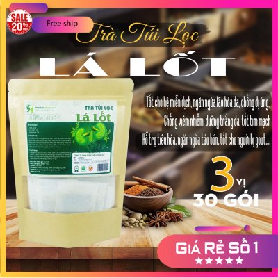 Trà Túi Lọc Lá Lốt bịch 90g (30 túi lọc x 3g) - Dược Liệu Hông Lan