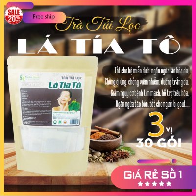 Trà Túi Lọc Lá Tía Tô Bịch Zip 90g (30 túi lọc x 3g) - Dược Liệu Hồng Lan