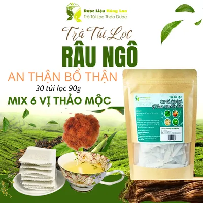 Trà Râu Ngô mix 6 vị giúp Bổ Thận - Lọc Thận - Tốt cho Thận túi zip 90g (30 túi lọc x 3g) - Dược Liệu Hồng Lan