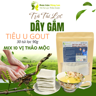 Trà Dây Gắm tiêu U Gout (Gút) mix 10 vị 90g (30 túi lọc x 3g) - Dược Liệu Hồng Lan 