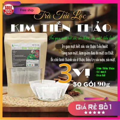 Trà Túi Lọc HTĐT Sỏi Thận Kim Tiền Thảo 90g (30 gói x 3g) - Dược Liệu Hồng Lan