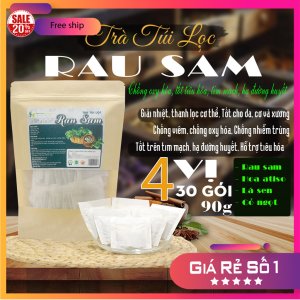 Trà Túi Lọc Cây Rau Sam Hoa Atiso, Lá Sen, Cỏ Ngọt gói 90g (30 góix3g) | Dược Liệu Hồng Lan