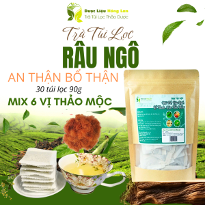 Trà Râu Ngô mix 6 vị giúp Bổ Thận - Lọc Thận - Tốt cho Thận túi zip 90g (30 túi lọc x 3g) - Dược Liệu Hồng Lan
