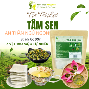 Trà Tim Sen (Tâm Sen) Mix 7 vị Chữa Mất Ngủ Giúp An Thần Ngủ Ngon, Ăn Ngon, Đẹp Da 90g (30 túi lọc x 3g) - Dược Liệu Hồng Lan