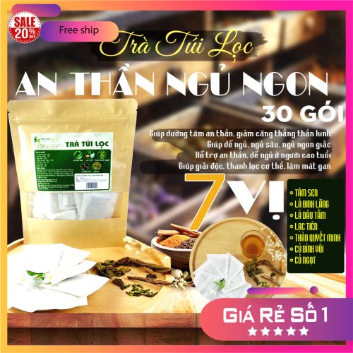 Trà Túi Lọc Hỗ Trợ Điều Trị Mất Ngủ giúp An Thần Ngủ Ngon 90g (30 gói x 3g) Dược Liệu Hồng Lan