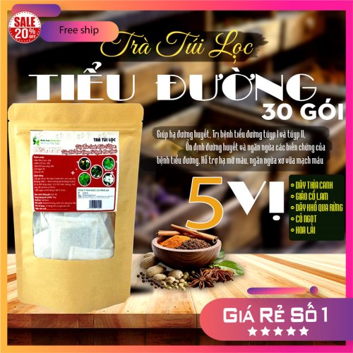 Trà Túi Lọc Hỗ Trợ Điều Trị Bệnh Tiểu Đường 90g (30 gói x 3g) | Dược Liệu Hồng Lan