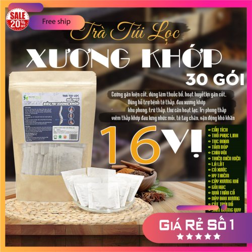 Trà Túi Lọc Hỗ Trợ Điều Trị Bệnh Xương Khớp 16 vị gói 90g (30 góix3g) | Dược Liệu Hồng Lan