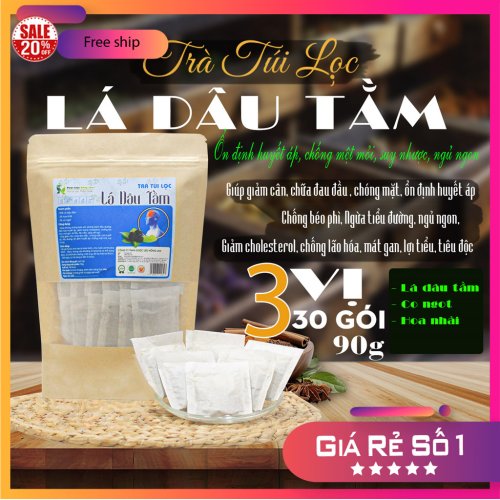 Trà Túi Lọc Lá Cây Dâu Tằm 90g (30 gói x 3g) | Dược Liệu Hồng Lan