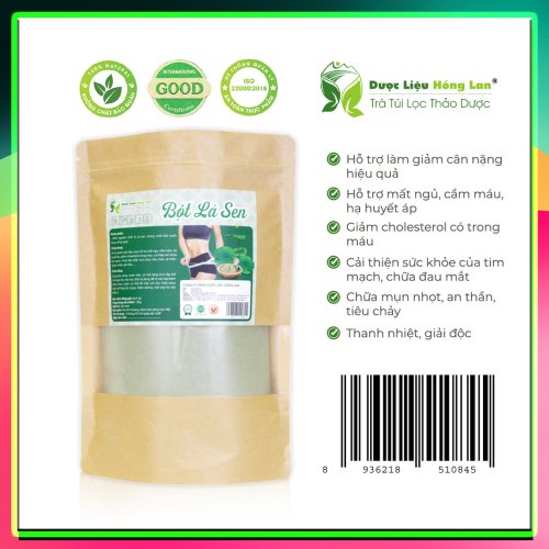 Bột Giảm Cân Lá Sen Nguyên Chất Gói 100g - Dược Liệu Hồng Lan