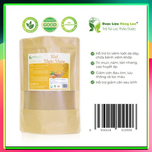 Bột Thảo Dược Củ Nghệ Vàng Nguyên Chất Gói 100g - Dược Liệu Hồng Lan