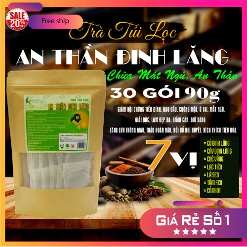 Trà Túi Lọc Đinh Lăng 8 vị bịch zip 90g (30 túi lọc x 3g) - Dược Liệu Hồng Lan