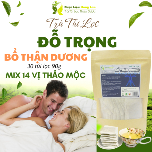 Trà Đỗ Trọng mix 14 vị giúp bổ thận tráng dương 90g (30 túi lọc x 3g) - Dược Liệu Hồng Lan