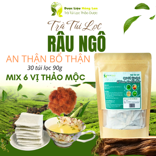 Trà Râu Ngô mix 6 vị giúp Bổ Thận - Lọc Thận - Tốt cho Thận túi zip 90g (30 túi lọc x 3g) - Dược Liệu Hồng Lan
