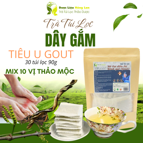 Trà Dây Gắm tiêu U Gout (Gút) mix 10 vị 90g (30 túi lọc x 3g) - Dược Liệu Hồng Lan 