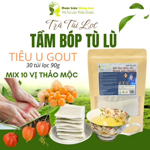 Trà Tầm Bóp (Thù Lù) tiêu U Gout (Gút) mix 10 vị 90g (30 túi lọc x 3g) - Dược Liệu Hồng Lan