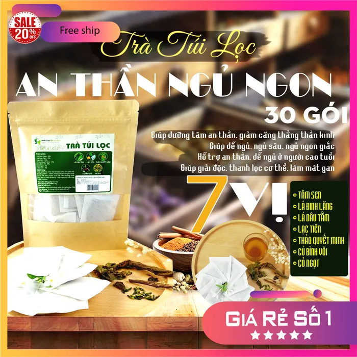 Trà Túi Lọc Hỗ Trợ Điều Trị Mất Ngủ giúp An Thần Ngủ Ngon 90g (30 gói x 3g) Dược Liệu Hồng Lan 6