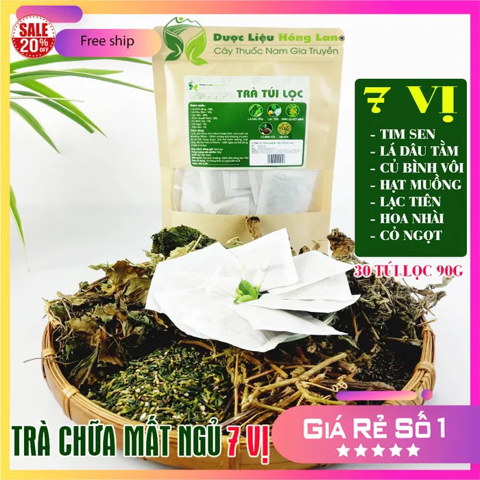 Trà Túi Lọc Hỗ Trợ Điều Trị Mất Ngủ giúp An Thần Ngủ Ngon 90g (30 gói x 3g) Dược Liệu Hồng Lan