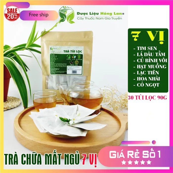 Trà Túi Lọc Hỗ Trợ Điều Trị Mất Ngủ giúp An Thần Ngủ Ngon 90g (30 gói x 3g) Dược Liệu Hồng Lan 2