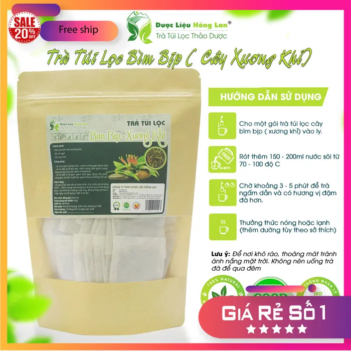 Trà Túi Lọc Cây Bìm Bịp (Xương Khỉ) 90g (30 gói x 3g) Dược Liệu Hồng Lan 1
