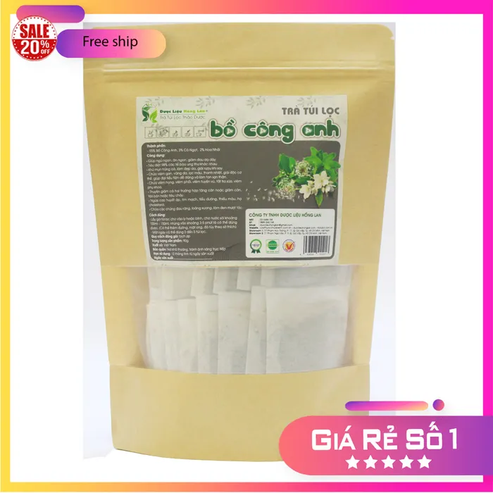 Trà Túi Lọc Cây Bồ Công Anh 90g (30 gói x 3g) Dược Liệu Hồng Lan