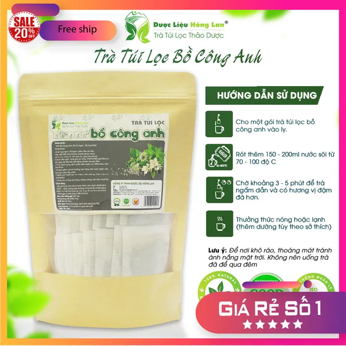 Trà Túi Lọc Cây Bồ Công Anh 90g (30 gói x 3g) Dược Liệu Hồng Lan 2