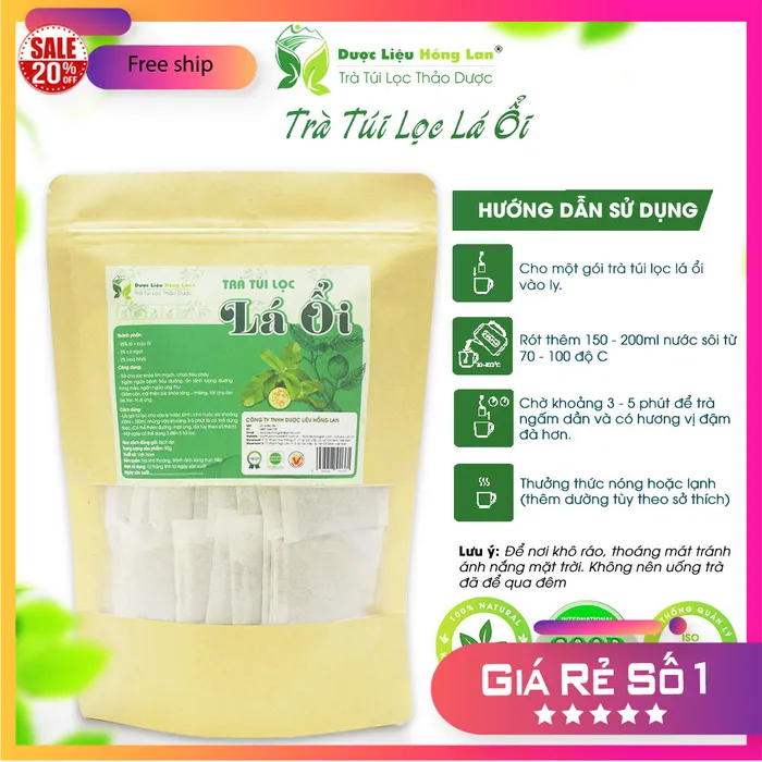 Trà Túi Lọc detox giảm cân Lá Ổi 90g (30 gói x 3g) Dược Liệu Hồng Lan 3