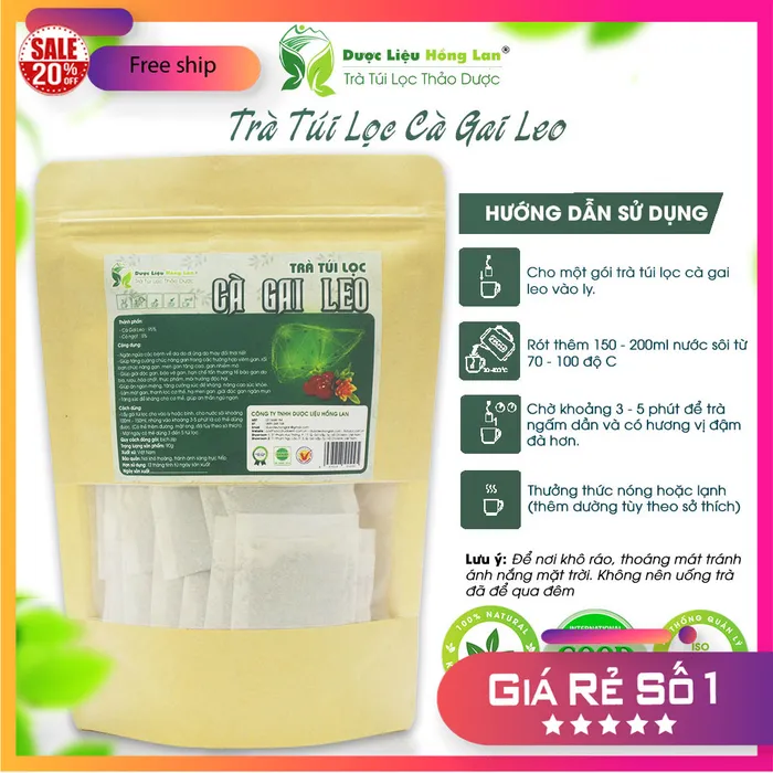 Trà Túi Lọc giải độc mát gan Cà Gai Leo 90g (30 gói x 3g) Dược Liệu Hồng Lan 2