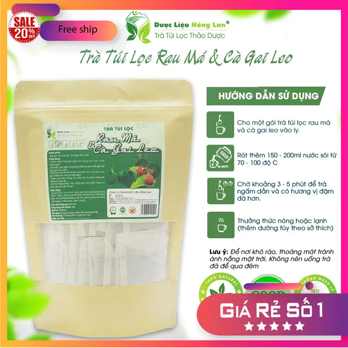 Trà Túi Lọc Cây Rau Má & Cà Gai Leo 90g (30 gói x 3g) Dược Liệu Hồng Lan 1
