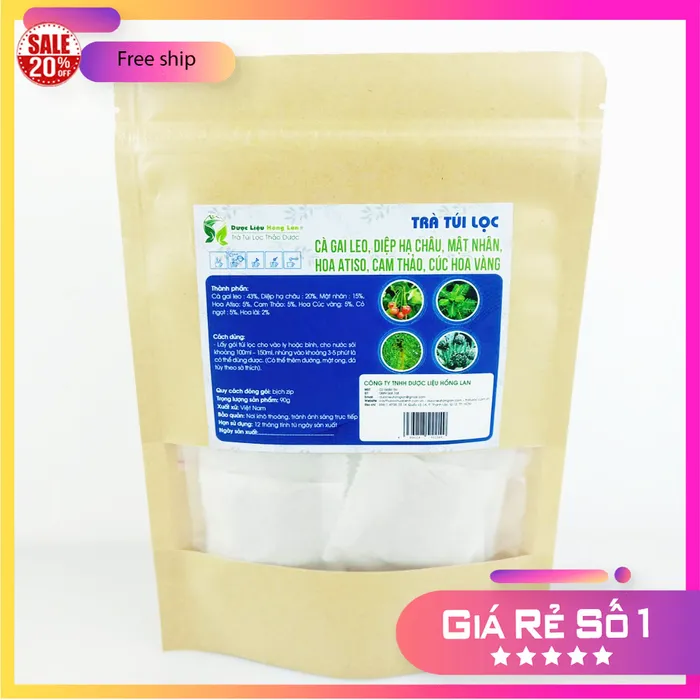Trà Túi Lọc Giải Độc Thải Độc Mát Gan 90g (30 gói x 3g) | Dược Liệu Hồng Lan 5