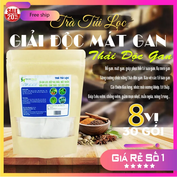 Trà Túi Lọc Giải Độc Thải Độc Mát Gan 90g (30 gói x 3g) | Dược Liệu Hồng Lan 1