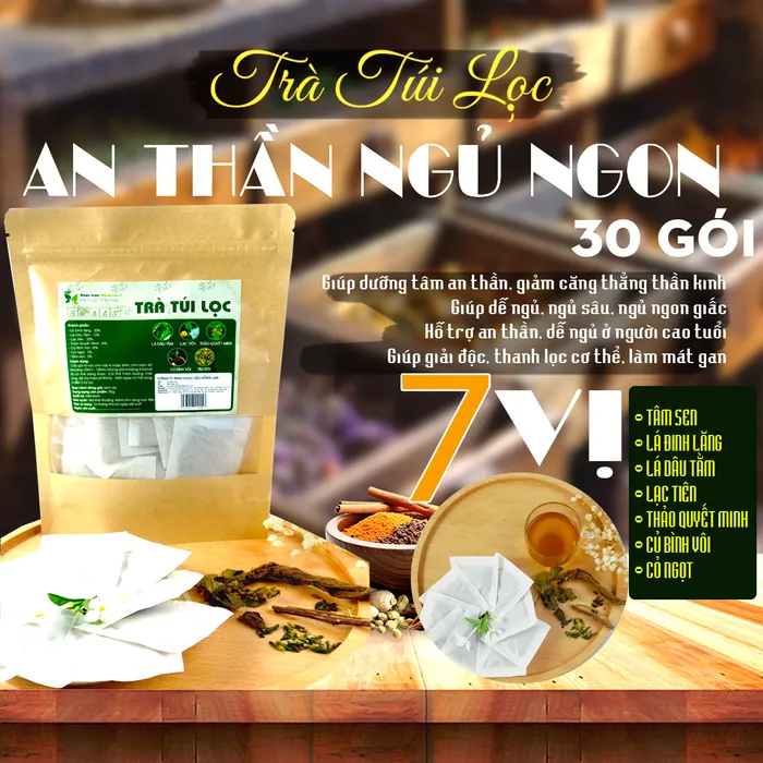 Trà Túi Lọc Hỗ Trợ Điều Trị Mất Ngủ giúp An Thần Ngủ Ngon 90g (30 gói x 3g) Dược Liệu Hồng Lan 5