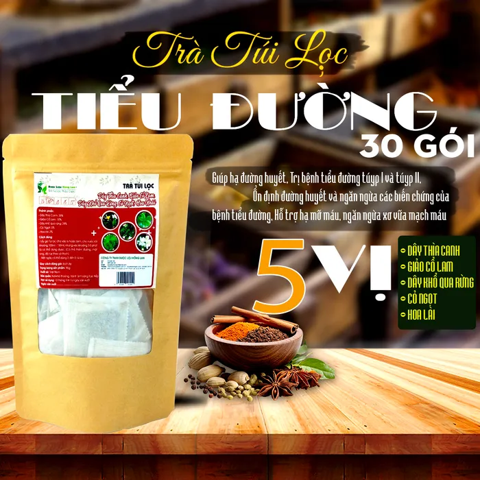 Trà Túi Lọc Hỗ Trợ Điều Trị Bệnh Tiểu Đường 90g (30 gói x 3g) | Dược Liệu Hồng Lan 3