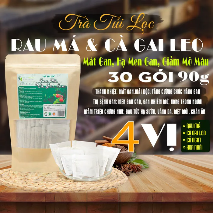 Trà Túi Lọc Cây Rau Má & Cà Gai Leo 90g (30 gói x 3g) Dược Liệu Hồng Lan