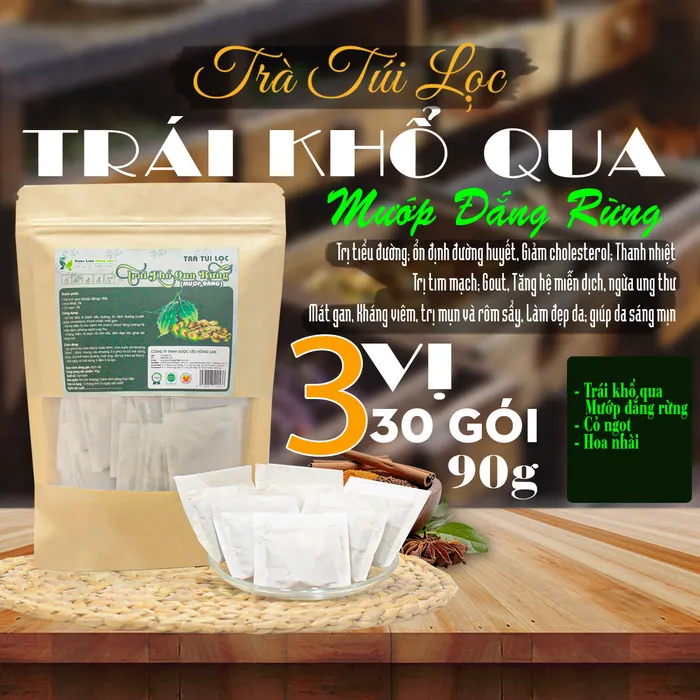Trà Túi Lọc Trái Ổ Khổ Qua (Mướp Đắng) Rừng 90g (30 gói x 3g) | Dược Liệu Hồng Lan 1