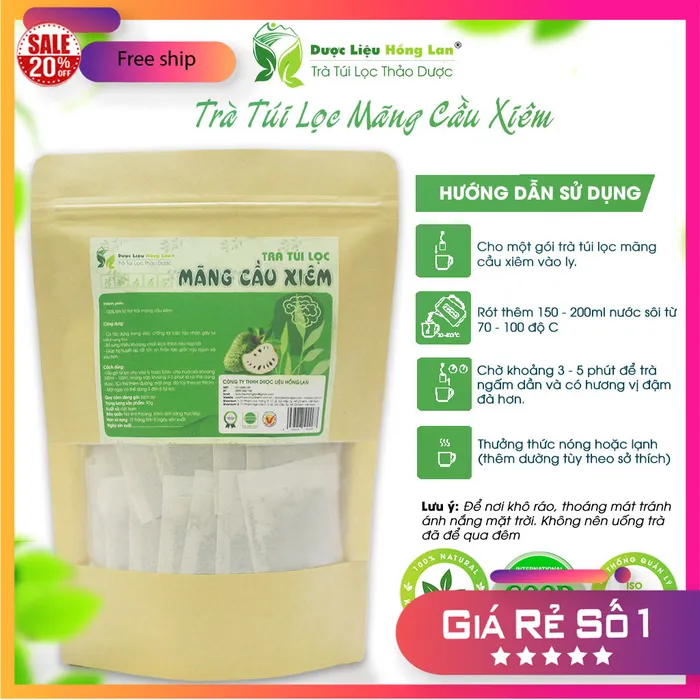 Trà Túi Lọc Trái Mãng Cầu Xiêm 90g (30 gói x 3g) | Dược Liệu Hồng Lan 4