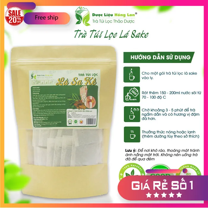 Trà Túi Lọc Lá Sa Kê chữa gout 90g (30 gói x 3g) | Dược Liệu Hồng Lan 1
