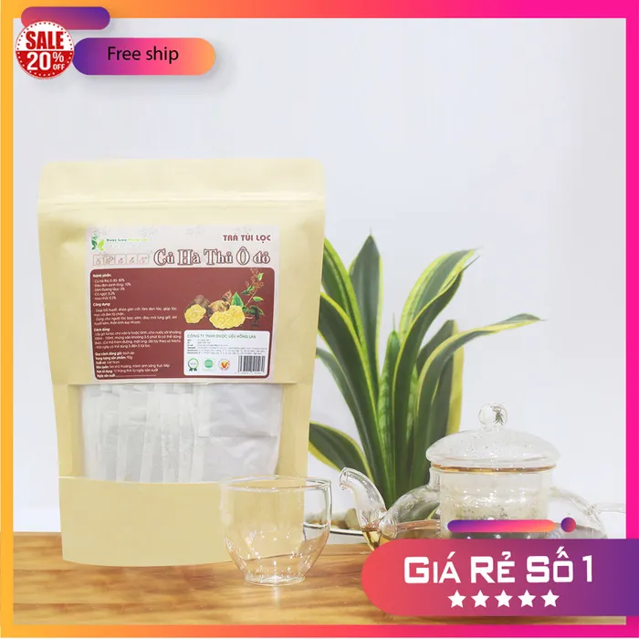 Trà Túi Lọc Củ Hà Thủ Ô Đỏ 5 vị gói 90g [Giúp bổ huyết, khỏe gân cốt, làm đen tóc, giúp tóc mọc và đen từ chân, Dùng cho người tóc bạc sớm, đau mỏi lưng gối, khí huyết kém, thần kinh suy nhược] 4
