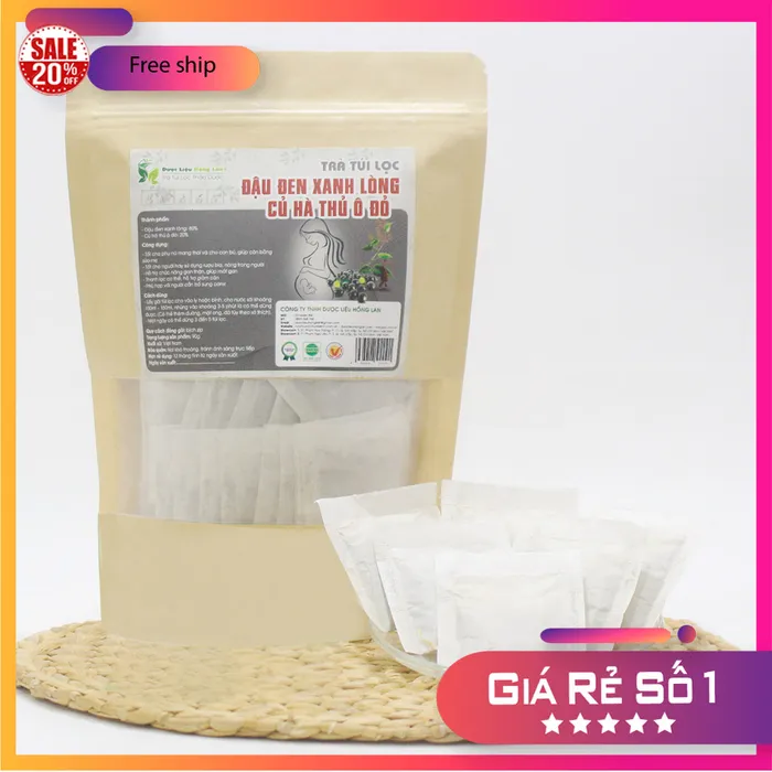 Trà Túi Lọc Đậu Đen Xanh Lòng & Củ Hà Thủ Ô Đỏ gói 90g (30 góix3g) | Dược Liệu Hồng Lan 1