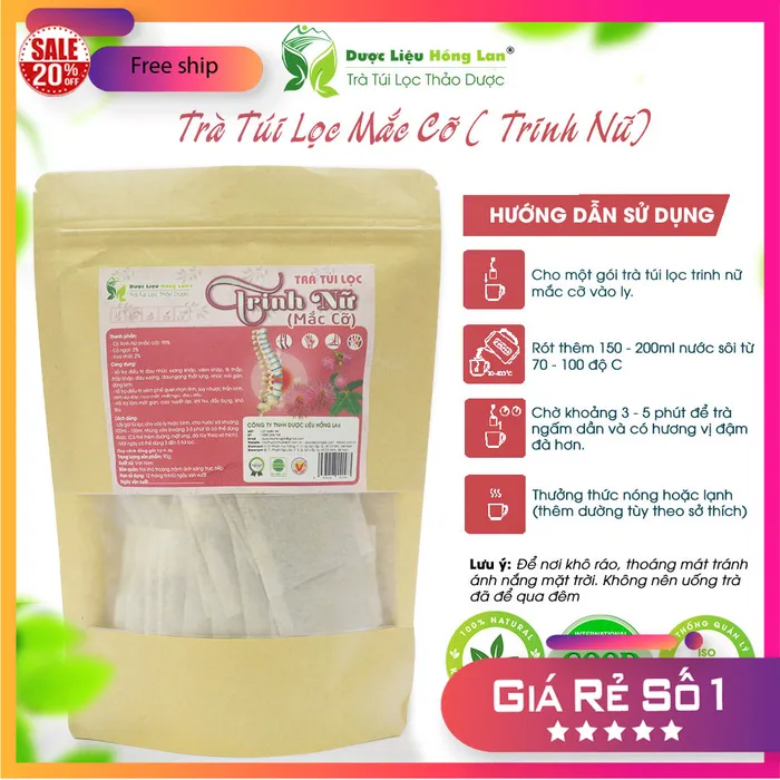 Trà Túi Lọc Cây Mắc Cỡ [Xấu Hổ, Trinh Nữ] 90g (30 gói x 3g) | Dược Liệu Hồng Lan 