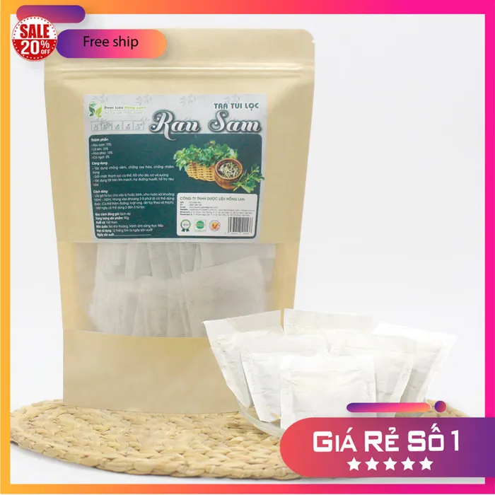 Trà Túi Lọc Cây Rau Sam Hoa Atiso, Lá Sen, Cỏ Ngọt gói 90g (30 góix3g) | Dược Liệu Hồng Lan 4