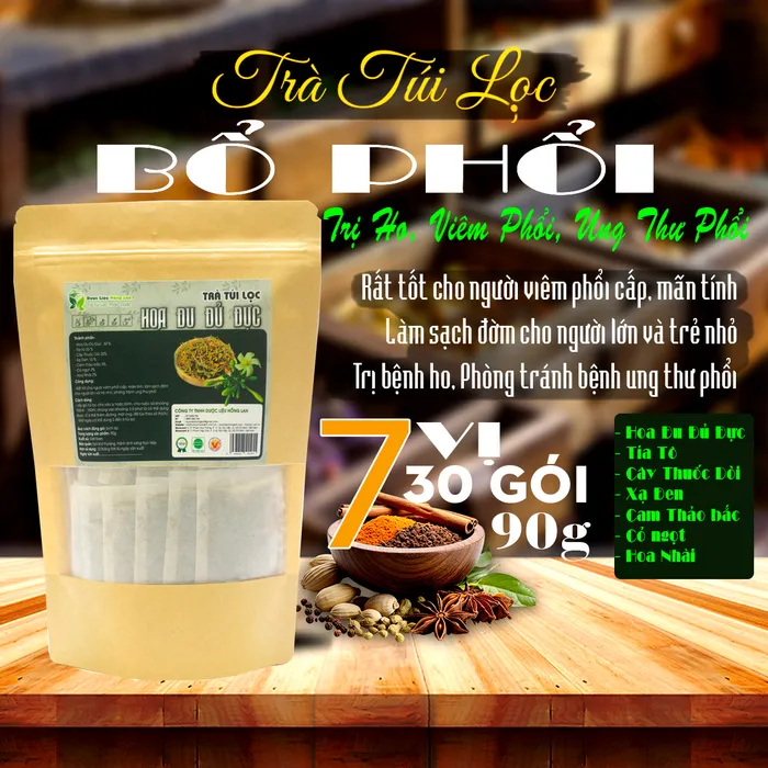 Trà Túi Lọc Hoa Đu Đủ Đực Bổ Phổi 7 vị 90g [Hoa đu đủ đực, thuốc dòi, xạ đen, tía tô, cam thảo, hoa nhài, cỏ ngọt] 2
