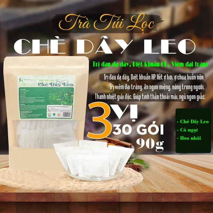 Trà Túi Lọc Chè Dây Leo gói 90g [trà trị viêm đại tràng,trà thanh nhiệt giải độc,trà Kích thích tiêu hoá giúp ăn ngon,trà Hỗ trợ điều trị bệnh đau dạ dày,trà Diệt khuẩn HP,] 3