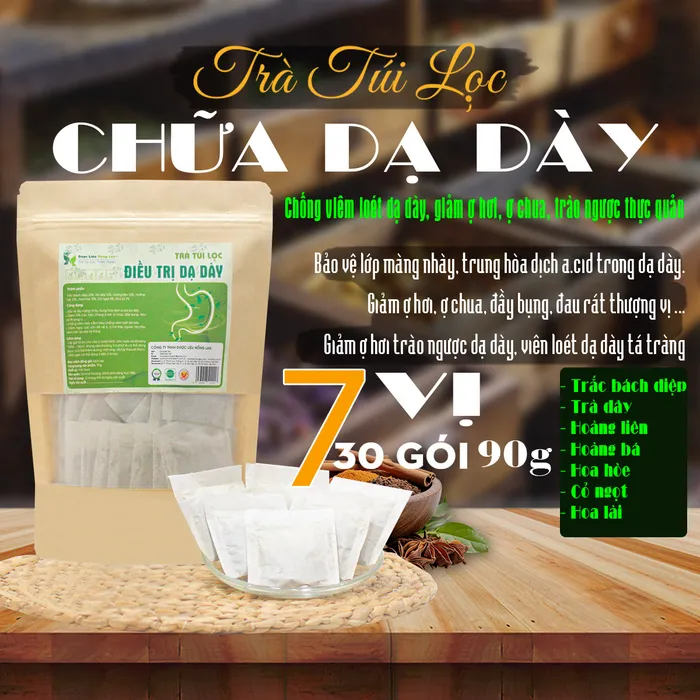 Trà Túi Lọc Hỗ Trợ Trị Dạ Dày 7 vị gói 90g [làm giảm ợ hơi,trà giảm trào ngược thực quản,trà giảm ợ chua,trà chống viêm loét dạ dày,trà bảo vệ niêm mạc dạ dày,] 1