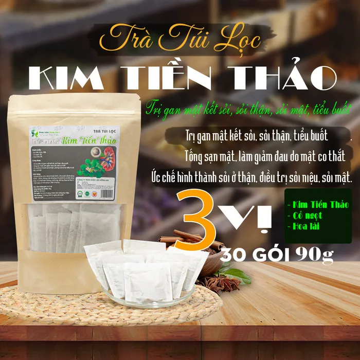 Trà Túi Lọc Cây Kim Tiền Thảo gói 90g (30 gói x 3g) [Điều trị sỏi niệu, sỏi mật] 4