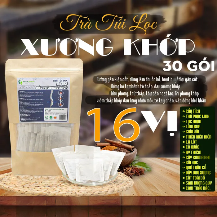 Trà Túi Lọc Hỗ Trợ Điều Trị Bệnh Xương Khớp 16 vị gói 90g (30 góix3g) | Dược Liệu Hồng Lan 3
