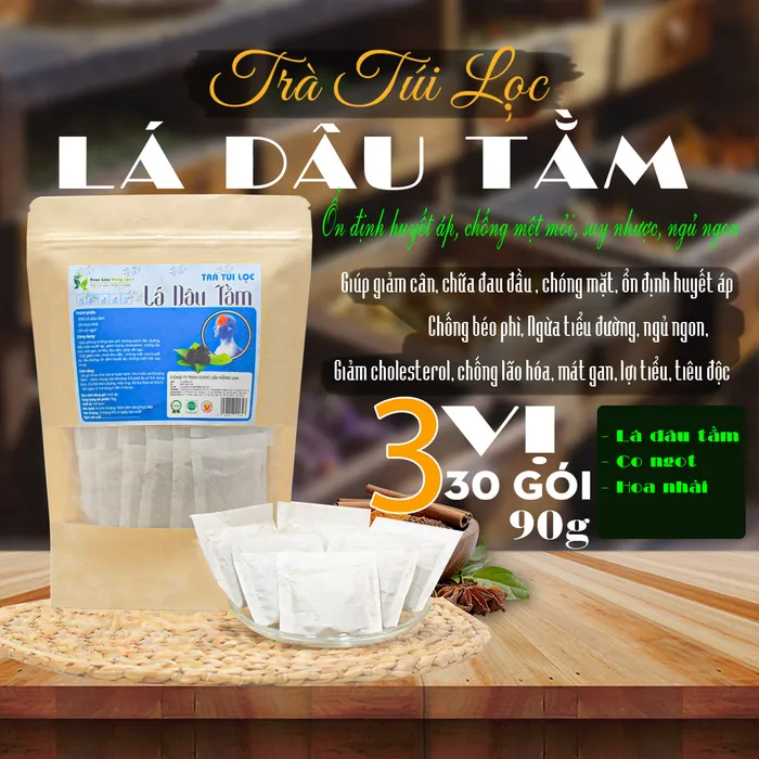 Trà Túi Lọc Lá Cây Dâu Tằm 90g (30 gói x 3g) | Dược Liệu Hồng Lan