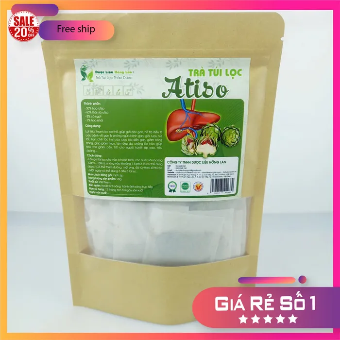 Trà Túi Lọc giải độc gan Atiso 90g (30 gói x 3g) - Dược Liệu Hồng Lan 2